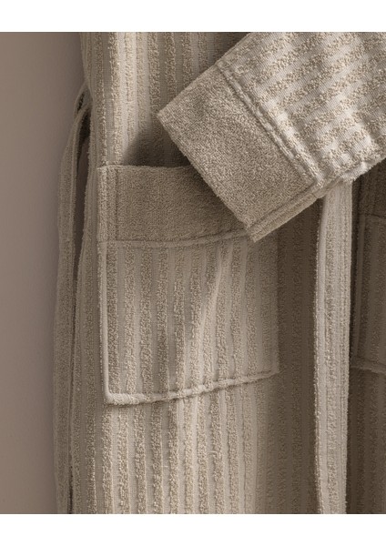 Derin Şalyaka %100 Pamuk Erkek Bornoz - Bej indirimleri