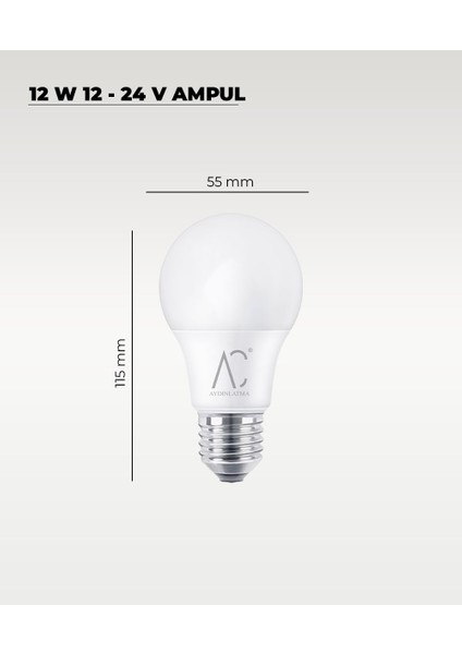 12W 12-24V Ampul 6500K - Beyaz Işık - E-27 Duy - 10 Adet fiyatları