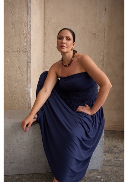 Rush Straplez Maxi Elbise Lacivert modelleri