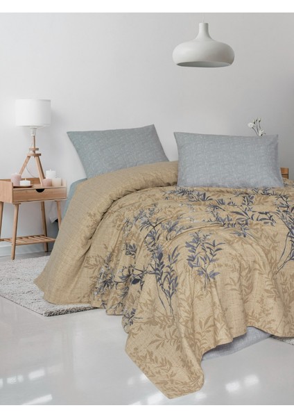 Baskılı Tek Kişilik Pike Takım Vera Gri