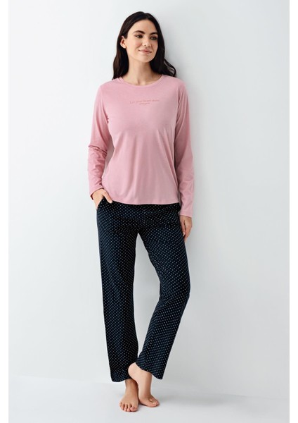 Kadın Mevsimlik Uzunkol Rose Pijama Takım, %50 Pamuk %50 Modal fiyatları