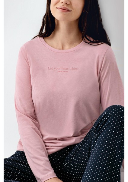 Kadın Mevsimlik Uzunkol Rose Pijama Takım, %50 Pamuk %50 Modal modelleri