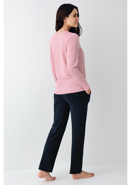 Kadın Mevsimlik Uzunkol Rose Pijama Takım, %50 Pamuk %50 Modal fırsatları