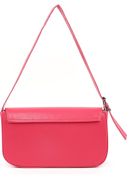 Fuşya SHK183 Kapaklı Suni Deri Ayarlabilir Askılı Baget Model El, Kol ve Omuz Çantası modelleri