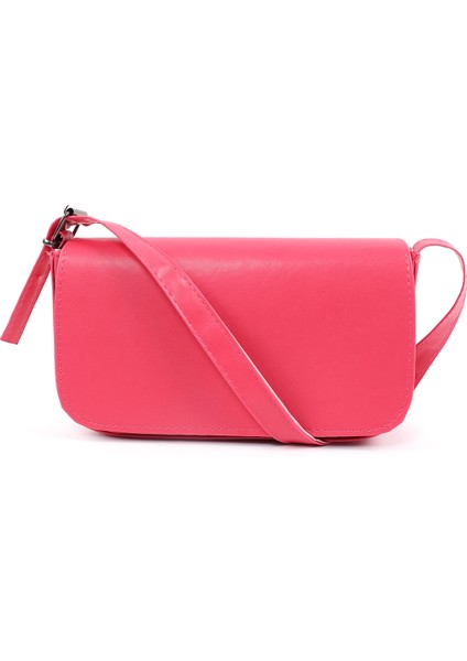 Fuşya SHK183 Kapaklı Suni Deri Ayarlabilir Askılı Baget Model El, Kol ve Omuz Çantası