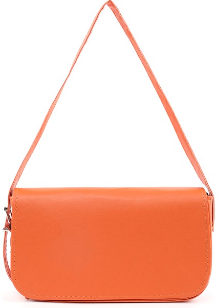 Turuncu SHK183 Kapaklı Suni Deri Ayarlabilir Askılı Baget Model El, Kol ve Omuz Çantası