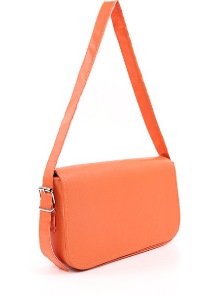 Turuncu SHK183 Kapaklı Suni Deri Ayarlabilir Askılı Baget Model El, Kol ve Omuz Çantası fiyatları