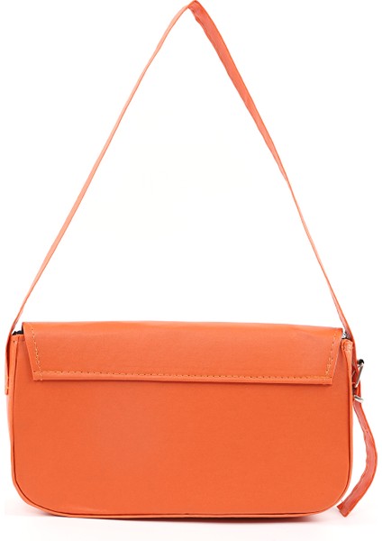 Turuncu SHK183 Kapaklı Suni Deri Ayarlabilir Askılı Baget Model El, Kol ve Omuz Çantası modelleri
