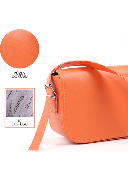 Turuncu SHK183 Kapaklı Suni Deri Ayarlabilir Askılı Baget Model El, Kol ve Omuz Çantası indirimleri