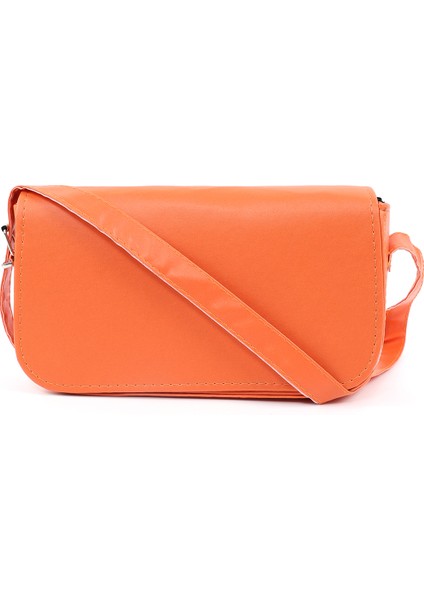 Turuncu SHK183 Kapaklı Suni Deri Ayarlabilir Askılı Baget Model El, Kol ve Omuz Çantası