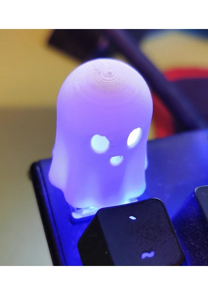 Hayalet Figürlü Mekanik Klavye Tuşu | Glow In The Dark Keycap | Ghost Keycap | Oyuncu Aksesuarı