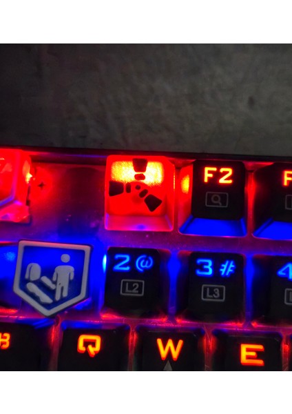Rust Temalı Keycap (2'li Set) | Kırmızı-Siyah Renk | Mekanik Klavyelere Uyumlu Tuş Başlığı