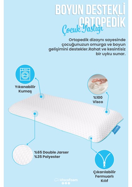 Viscokidz Ortopedik Çocuk Yastığı Visco Yastık 67.5X33X6CM indirimleri