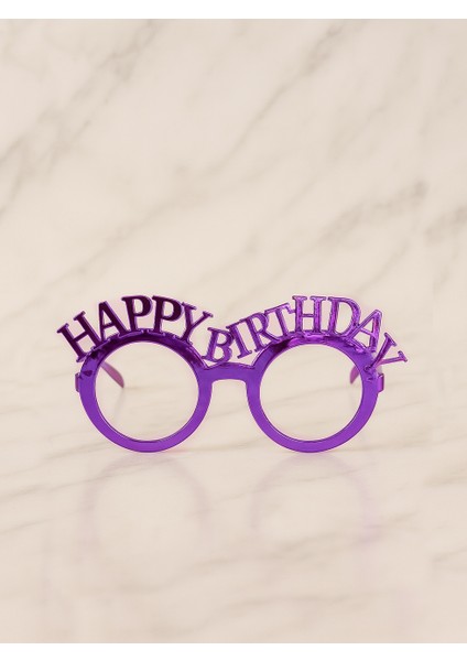 Happy Birthday Gözlük Doğum Günü Parti Aksesuarı Mor
