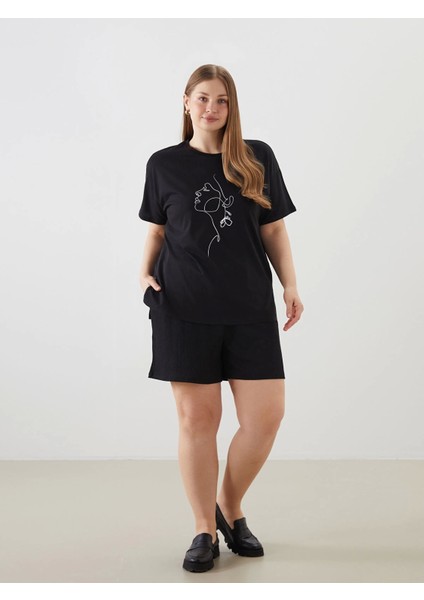 Lcwaıkıkı Classic Siyah Beli Lastikli Dokulu Kadın Şort modelleri