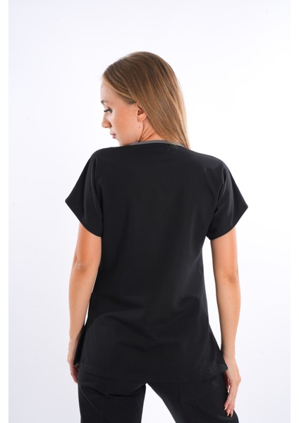 Siyah Renk Çamaşır Suyuna ve Hipoya Dayanıklı Cerrahi Üniforma Scrubs Unisex Model fiyatları