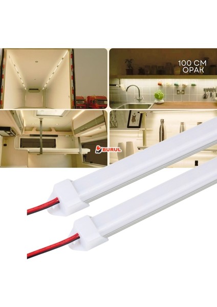 2 Adet Alüminyum Kasa Yüksek Lümen 4014 Bar LED 12 Volt Gün Işığı 100 cm Opak Karavan Tekne SB-6552