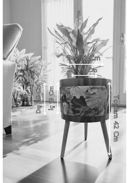 Dekoratif Saksılık | Çiçek Desenli Büyük Boy Ayaklı & Ayaksız Modeller | Kadife Kumaşlı Çiçeklik fırsatları