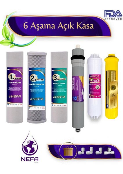 Açık Kasa Su Arıtma ve Ihlas Aura Cebilion -Compact Model- Uyumlu Extra Mineral 6'lı Filtre Seti