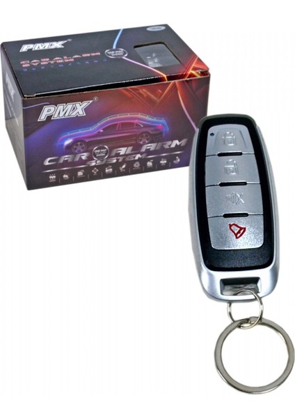 Alarm 12V 4 Tuşlu Siyah-Krom Kumandalı PMX685