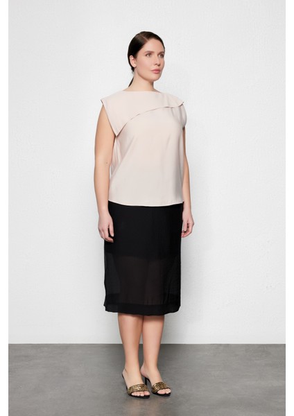 Odıe Büyük Beden Dökümlü Bluz Pudra fiyatları