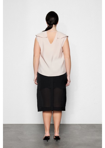 Odıe Büyük Beden Dökümlü Bluz Pudra fırsatları