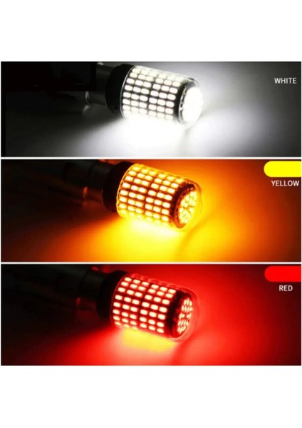 Beyaz P21W BA15S 1156 144 Ledli Ultra Parlak Geri Vites Park Ampül Tek Duy (2 Adet)