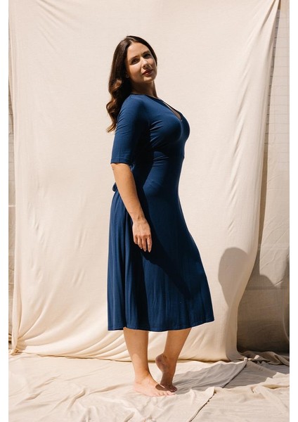 Amelıa Bisiklet Yaka Büyük Beden Elbise Lacivert fiyatları