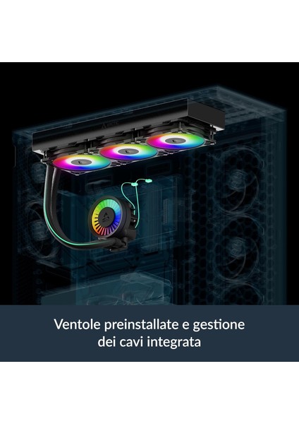 Liquid Freezer Iıı Pro 420 A-Rgb Intel / Amd Uyumlu, 420MM Radyatörlü, 3X14CM P14 Pro A-Rgb Pwm Fanlı, Sıvı Işlemci Soğutucu Siyah (ACFRE00185A)