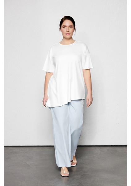 Avalon Kısa Kollu Büyük Beden Bluz Ekru