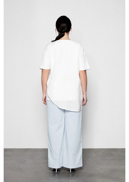 Avalon Kısa Kollu Büyük Beden Bluz Ekru fırsatları