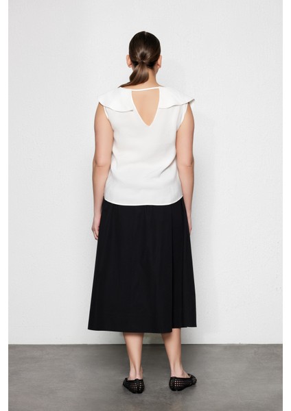 Odıe Büyük Beden Dökümlü Bluz Ekru fırsatları