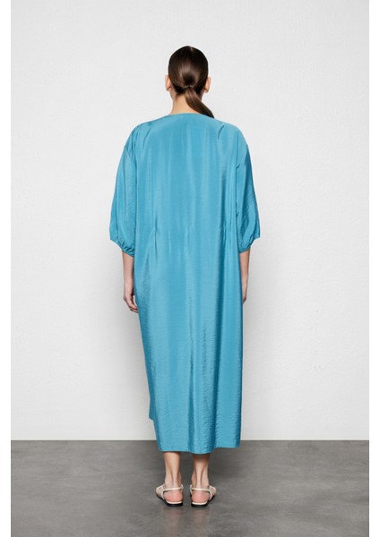 Mıreya Büyük Beden Maxi Kaftan Elbise Turkuaz modelleri