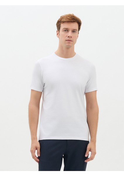 Erkek Modern Fıt Tişört-Beyaz fiyatları