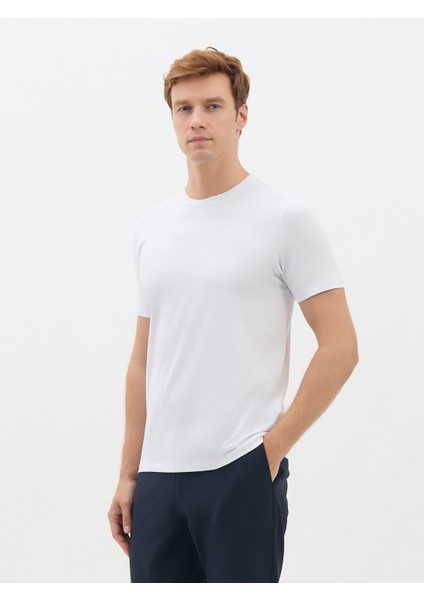 Erkek Modern Fıt Tişört-Beyaz modelleri
