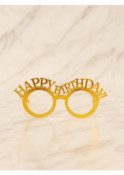 Happy Birthday Gözlük Doğum Günü Parti Aksesuarı Altın
