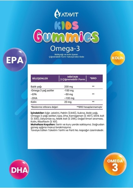 Atavit Kids Omega-3 60 Gummies 3 Adet modelleri