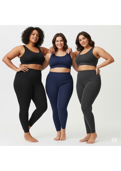 | 3 Renk 3ADET Battal Beden Kışlık Termal Tayt (Lacivert Antrasitsiyah )