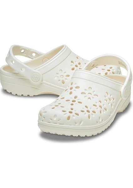 Classic Crocs Floral Cut Out Clog Bebek Terlik 210944-0WV Chalk