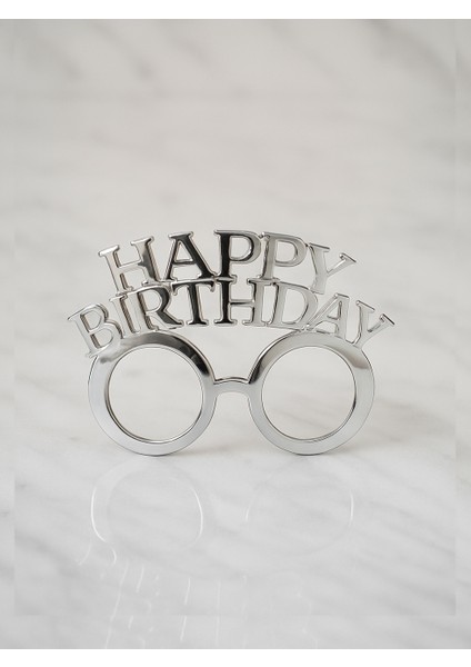 Happy Birthday Yazılı Doğum Günü Partisi Gözlüğü Gümüş