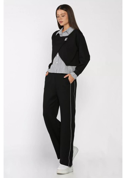 Kadın Gömlek Garnili Bluz Palazzo Pantolon Ikili Takım P-00017893