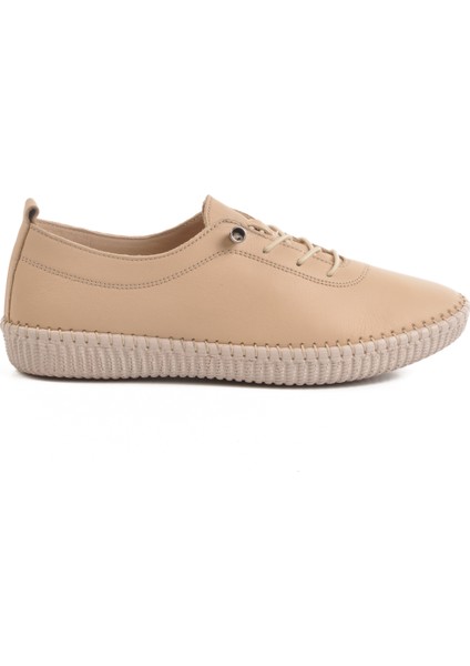 Krem Hakiki Deri Anatomik Kadın Casual Ayakkabı