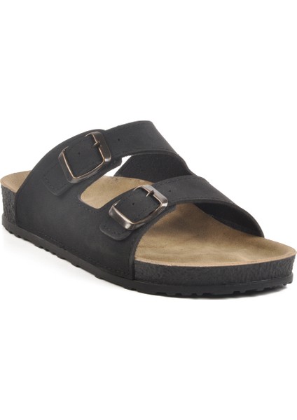 Siyah Çift Tokalı Anatomik Kadın Düz Terlik modelleri