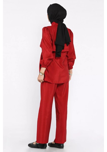 Kadın Gold Düğmeli Bel Bağlama Detaylı Tunik Pantolon Tesettür Ikili Takım (S-M-L Beden Uyumludur.) P-00017892 modelleri