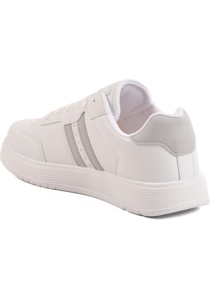 Beyaz Gümüş Bağcıklı Unisex Spor Ayakkabı fırsatları