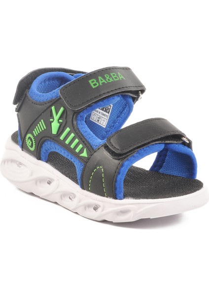 Siyah Saks Cırtlı Işıklı Erkek Çocuk Düz Sandalet modelleri