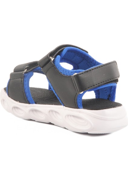 Siyah Saks Cırtlı Işıklı Erkek Çocuk Düz Sandalet fırsatları