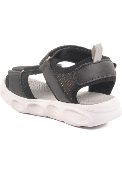 Siyah Cırtlı Işıklı Erkek Çocuk Düz Sandalet fırsatları