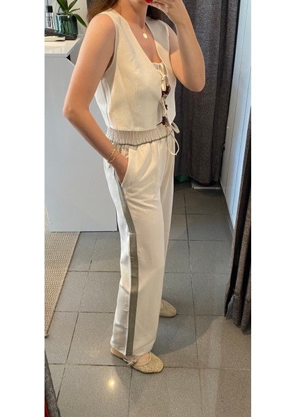Beli Lastikli Geniş Paça Pantolon Naturel modelleri