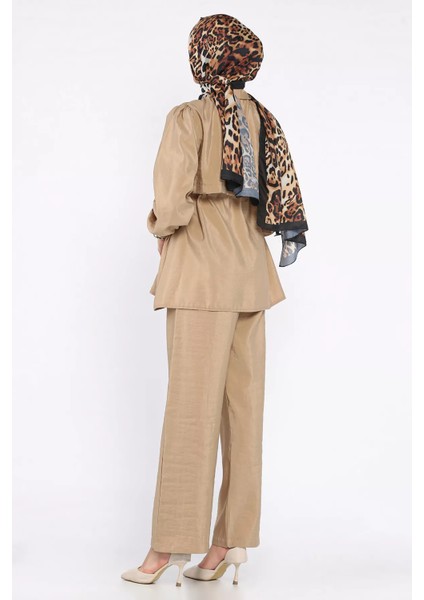 Kadın Gold Düğmeli Bel Bağlama Detaylı Tunik Pantolon Tesettür Ikili Takım (S-M-L Beden Uyumludur.) P-00017892 modelleri
